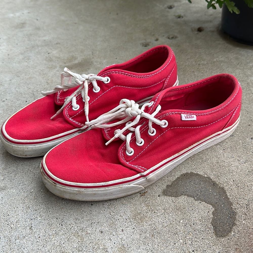 Vans Pink-Red Low Top Canvas Sneakers